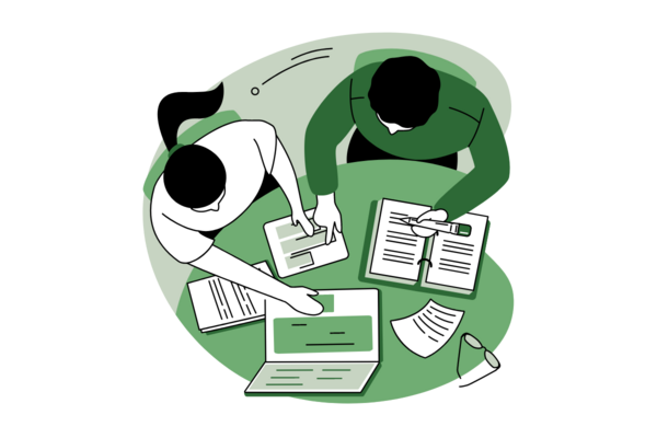 Mann und Frau bei einem Beratungsgespräch, hier Beratung anfordern